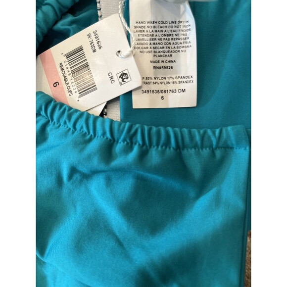 Trina Turk womens One Piece Swimsuit size 6 Ceramic Monaco Plunge High Leg $162 - Picture 11 of 11